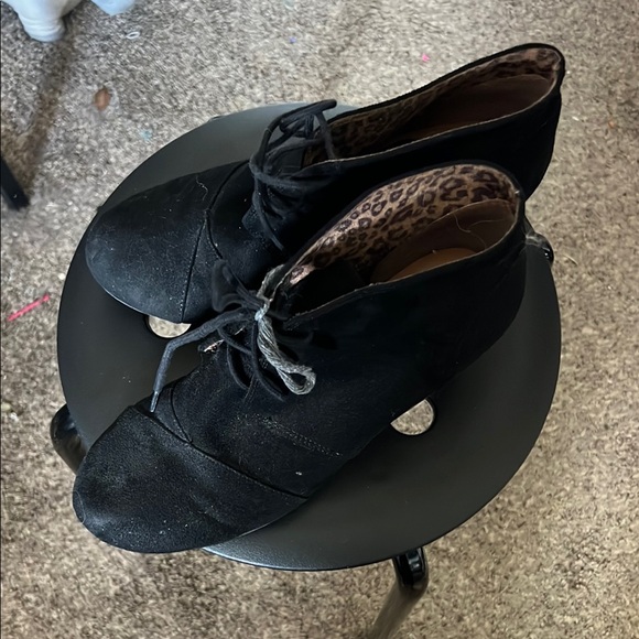 Shoes - Black Wedge Booties